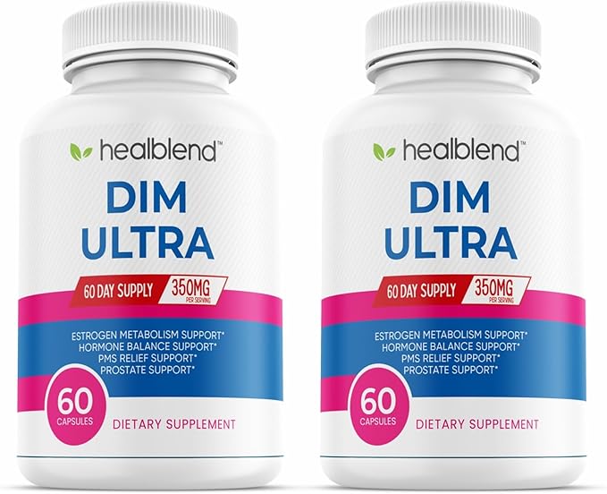 healblend DIM Ultra Dietary Supplement 350mg with Bioperine, Diindolylmethane, Estrogen Metabolism Support, Hormone Balance & PMS Relief, 60 Capsules (2)
