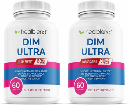 healblend DIM Ultra Dietary Supplement 350mg with Bioperine, Diindolylmethane, Estrogen Metabolism Support, Hormone Balance & PMS Relief, 60 Capsules (2)
