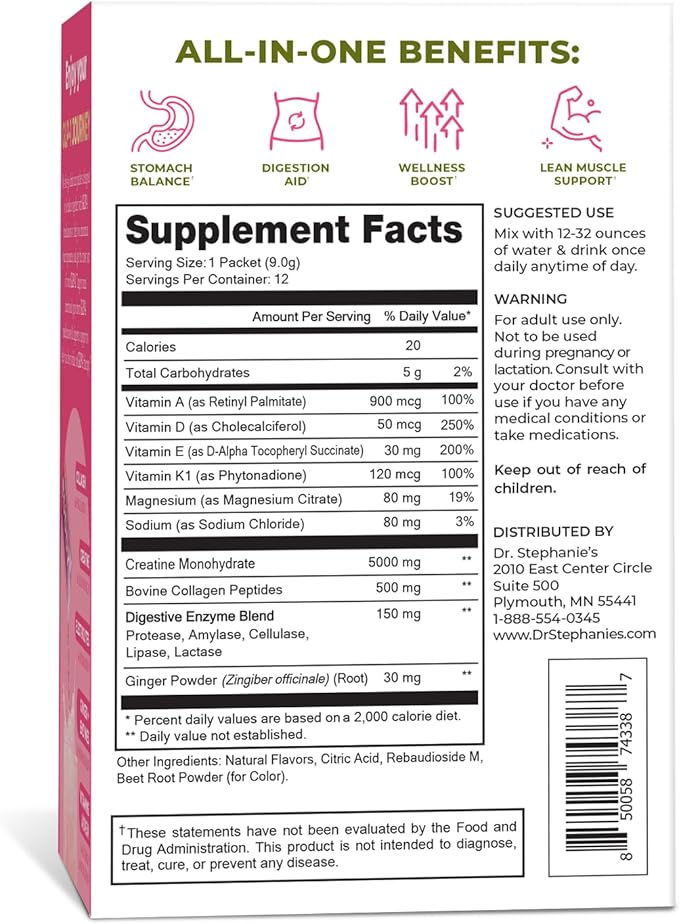 Dr. Stephanie's GLP-1 Buddy Pair with GLP-1 Boosters for Best Results - Digestive Support, Preserve Lean Muscle, Replenish Vitamins - Strawberry Watermelon Drink Mix