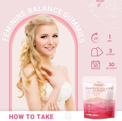 Premium Feminine Balance Gummies for Women – Raspberry Flavor – pH Balance, Immune & Digestive Support – Vegan, Gluten-Free – 60 Gummies (30-Day Supply)