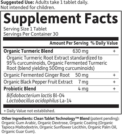 Garden of Life Organics Maximum Strength Turmeric Joints & Mobility Support 30 Tablets - 500mg Curcumin (95% Curcuminoids) Black Pepper - Organic Non-GMO Vegan & Gluten Free Herbal Supplements