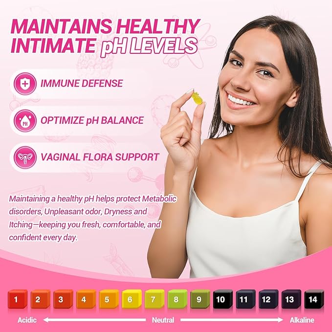 Her Juicy Feminine Probiotics Gummies, Premium Feminine Balance Gummies with Slippery Elm for Women's pH Balance, Healthy Odor, Flora and Immune Support – 60-Day Supply