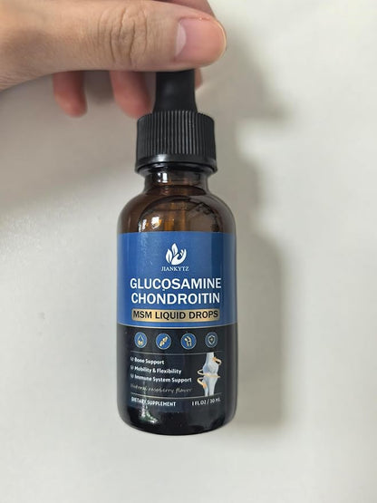 (4 Pack) Glucosamine Chondroitin MSM Liquid Drops, High Absorption, Antioxidant, Immune, Bone Support, MSM Supplement for Men & Women, Vegan, Sugar-Free, Raspberry Flavor, 1 Fl Oz
