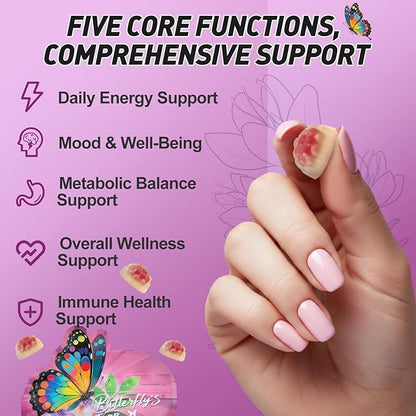 BUTTERFLY'S TEAR Saffron Gummies | 12-in-1 Daily Health Support | Mixed Berry Flavor | Mood, Gut & Metabolism, Mind & Body, Energy Support | 60 Gummies Dietary Supplement