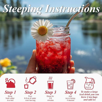 WT WEETEE Raspberry Hibiscus Herbal Tea Bags 100 Count, Hibiscus, Lemongrass & Rosehip Blend with Natural Raspberry Flavor, Caffeine Free, Hot or Iced Tea