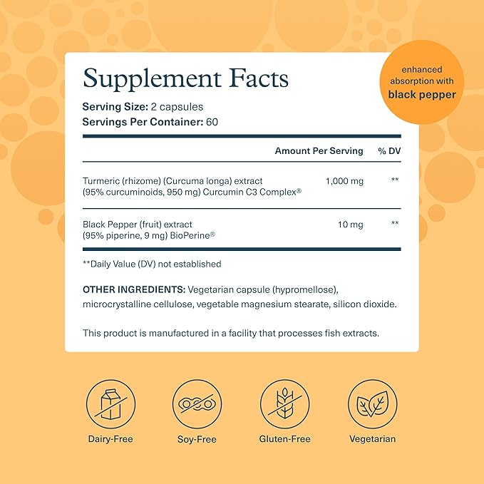 Youtheory Turmeric Extra Strength - 1,000 mg Turmeric Supplement - with 10 mg Black Pepper - Curcumin Joint Support* - Soy, Dairy & Gluten Free -120 Vegetarian Capsules