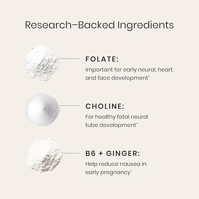 Perelel 1st Trimester Prenatal Pack, Multivitamin with Folate, Vitamin D, Omega 3, Iron & Ginger, Nutritional Support for Early Pregnancy, Soy & Gluten Free, Non GMO, 30 Daily Pill Packs