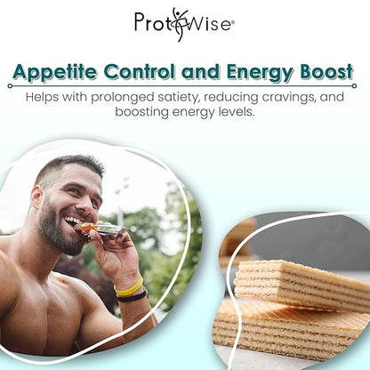 ProtiWise High Protein Wafers | Lemon | 15g Protein Per Serving, Low Carb, Low Sugar, High Fiber Snack | Gluten-Free, Keto-Friendly Diet for Hunger Control & Weight Loss | 5/Box