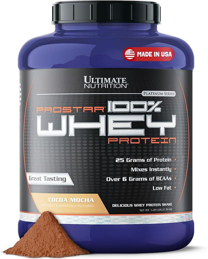 Ultimate Nutrition Prostar Whey Protein Powder Isolate, Gourmet Cocoa Mocha - Low Carb, High Protein Powder Shake for Muscle Gain & Recovery - Low Sodium, Low-Fat & Keto Friendly - 5.28 lbs Tub