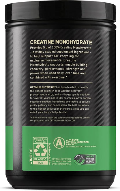 Optimum Nutrition Micronized Creatine Monohydrate Powder, Unflavored, 120 Servings, 600 Grams (Packaging May Vary) (Pack of 2)