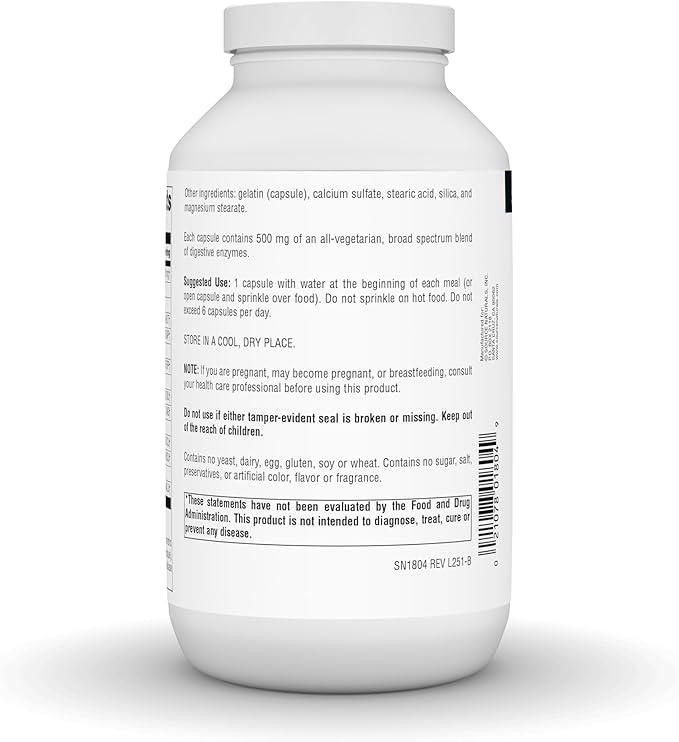 Source Naturals Essential Enzymes 500mg, Bio-Aligned Multiple Enzyme Supplement Herbal Defense for Digestion, Gas, Constipation & Bloating Relief - Digestive Aid* - 360 Capsules, 360 Servings