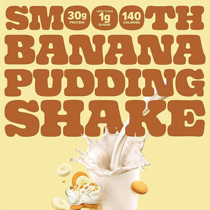 Pure Protein Complete Protein Shake, Banana Pudding, 30g High Protein Drink, Less than 1g Sugar, 3g Fiber, Ready to Drink, Non GMO, On-the-Go Shakes, 11oz Bottles, 12 Pack