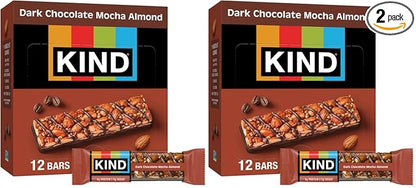 KIND Bars, Dark Chocolate Mocha Almond, Healthy Snacks, Gluten Free, Low Sugar, 5g Protein, 12 Count (Pack of 2)