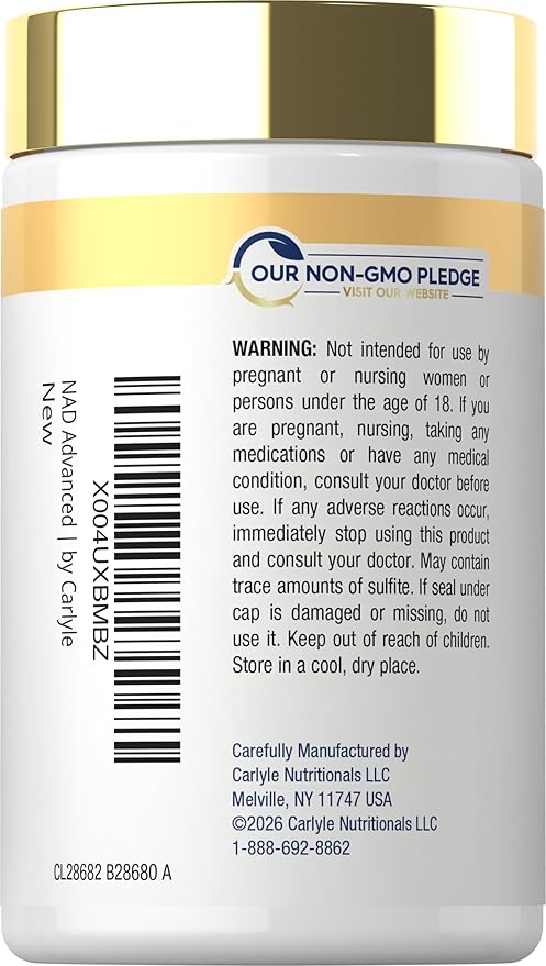 Carlyle NAD+ Supplement for Women & Men | 1000 mg | 60 Capsules | Advanced Complex with Resveratrol and Collagen | Non-GMO & Gluten Free