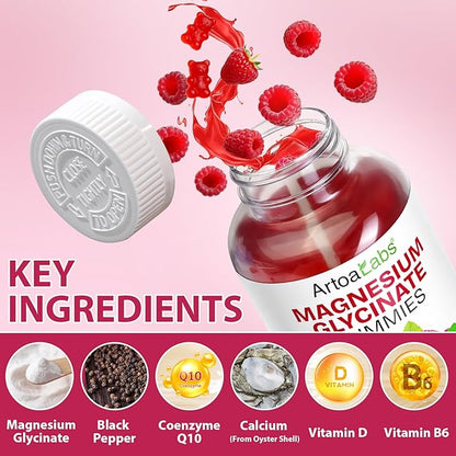 Magnesium Glycinate Gummies 120 Count - Sugar Free Magnesium Supplement - Supports for Sleep, Memory, Mood, Muscle, Relaxation, Heart & Bone Health
