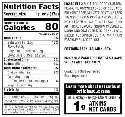Atkins Endulge Peanut Butter Cups, Dessert Favorite, Low Carb, 0g Sugar, 20 Count