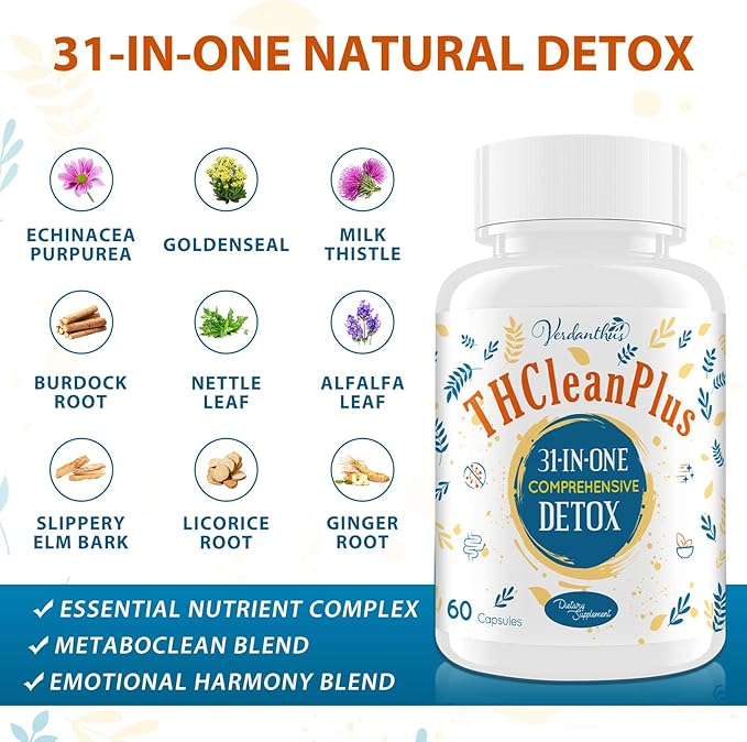 31-in-ONE Detox and Liver Cleanser, Fast Detox, Full Body Detox, Toxins Cleaner for Liver, Kidney, Natural Herbal Formula, Support Immune & Mood, Made in USA, 60 Capsules