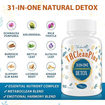 31-in-ONE Detox and Liver Cleanser, Fast Detox, Full Body Detox, Toxins Cleaner for Liver, Kidney, Natural Herbal Formula, Support Immune & Mood, Made in USA, 60 Capsules