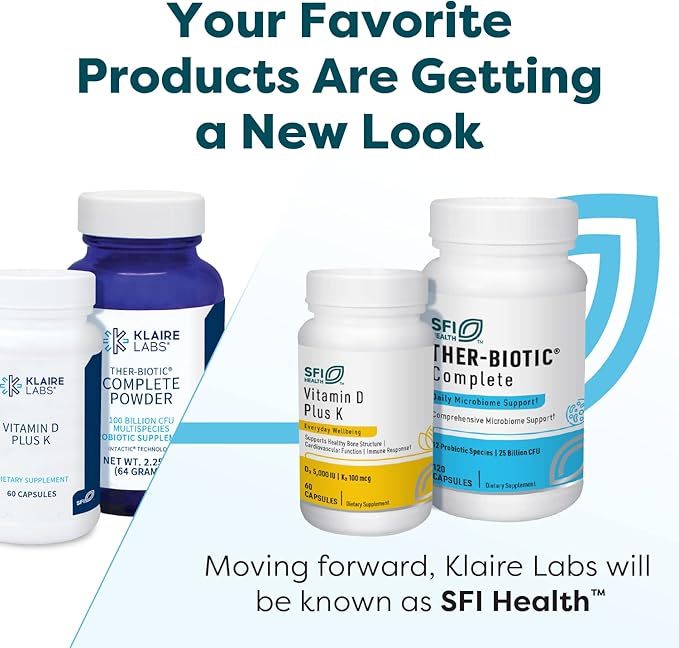 Klaire Labs SFI Health Ther-Biotic Synbiotic - Prebiotics and Probiotics for Women & Men - 50 Billion CFU Probiotic Capsules with Sunfiber - Digestive Health and Immune Support (30 ct)