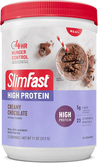 SlimFast High Protein Meal Replacement Shake Powder, 12 Servings (Pack of 2), Advanced Nutrition Smoothie Mix, Digestive Support, Gluten Free, Creamy Chocolate, 20g of Protein (Packaging May Vary)