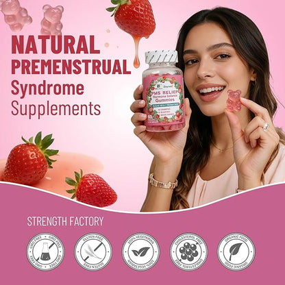 PMS Relief Hormone Balance Gummies, Menstrual Cramp Relief & Menopausal Support, 60 Count