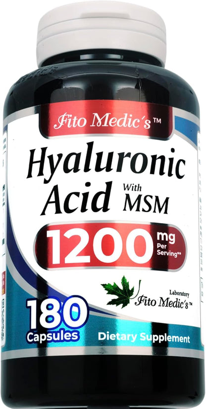 FITO MEDIC'S Lab | Hyaluronic Acid | Hyaluronic Acid Capsules | with MSM- 1200 mg per Serving, 180 Capsules | Acido hialuronico | Ultra high Absorption s.
