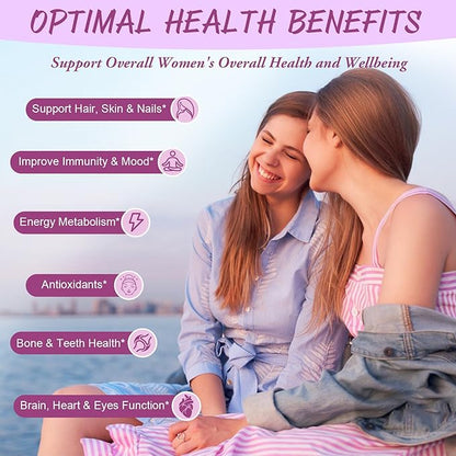 Totaria Sugar Free Multivitamin Gummies for Women 14+ w/Iron, Inositol, Folate, Biotin, Womens Daily Multivitamin Gummy w/Vitamin A, C, B, D3, K2, for Hair, Skin, Energy, Immune, Mixed Flavors