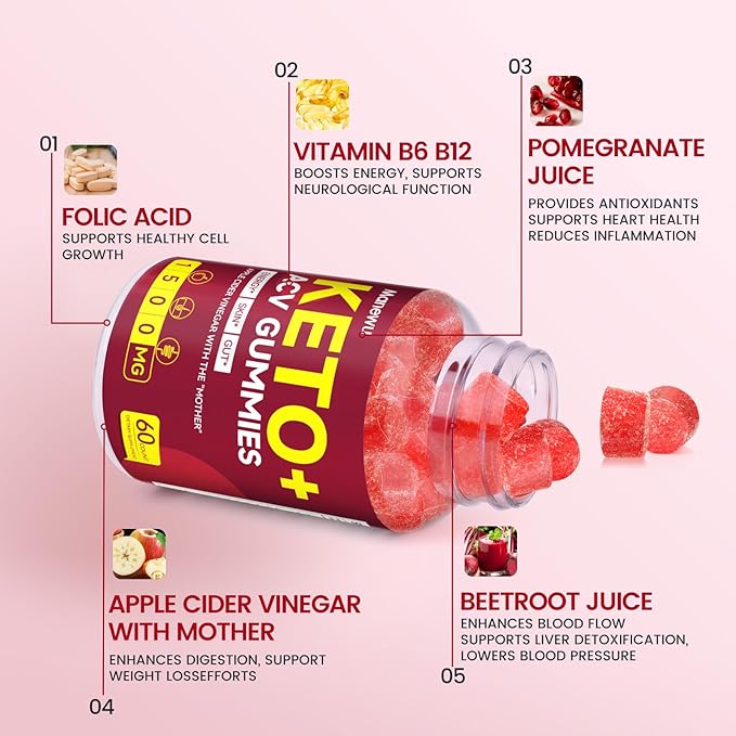 Keto ACV Gummies - 1500mg Keto Gummies Diet Supplement for Women & Men - Natural Apple Cider Vinegar with Mother - Gluten Free, Vegan, Non-GMO, Made in USA Visit The Store