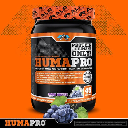 Humapro | Amino Acids Protein Matrix for Humans | 99% Utilization for Lean Muscle | Vegan, Gluten Free | 45 Servings (Sour Grape)