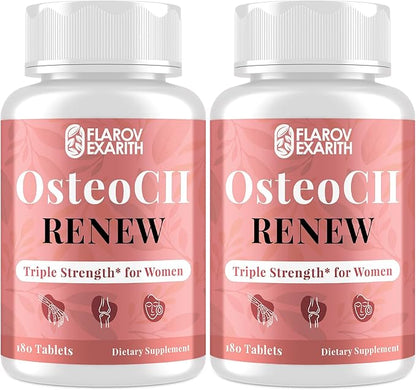 Joint Supplements for Women OsteoCII Renew Triple Strength – Advanced Joint, Bone & Skin Formula – Collagen, Glucosamine, Chondroitin, Calcium, MK-7, Vitamin D3, Hyaluronic Acid, 360 Tablets
