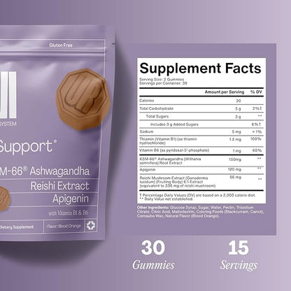 URVI® Chill Gummies – 120mg Apigenin + KSM-66 Ashwagandha + Reishi Mushroom Extract – Relaxation & Stress Relief – Vegan, Gluten-Free – Blood Orange Flavor, 30 Count