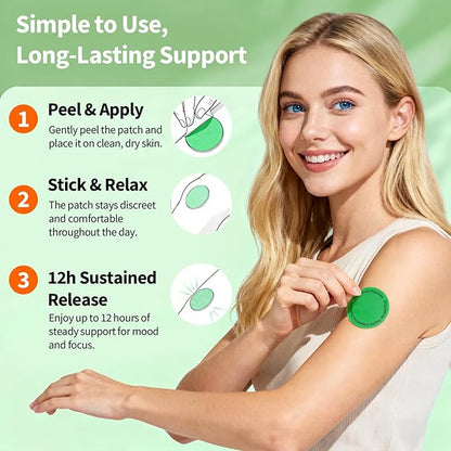 Dopamine Patches Extra Strength – Mood Support, Calm & Focus – Stress Relief with Mucuna & 5-HTP – Plant-Based, Vegan – 60 Patches (2 Month Supply)