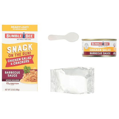 Bumble Bee Snack On The Run! Protein Snack Pack - BBQ Chicken Salad with Crackers - 12g Protein per Box - Ready to Eat Easy-Open Canned Chicken Salad (Pack of 1)