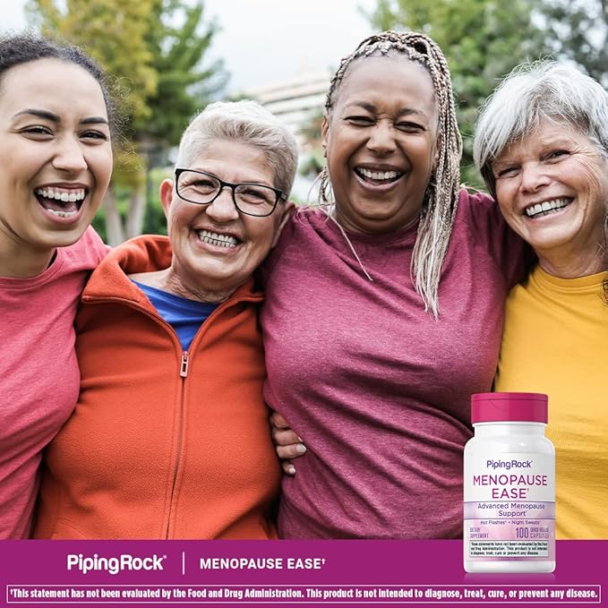 Piping Rock Menopause Ease Supplement | 100 Capsules | Advanced Support for Women | with Black Cohosh and Wild Yam | Non-GMO, Gluten Free