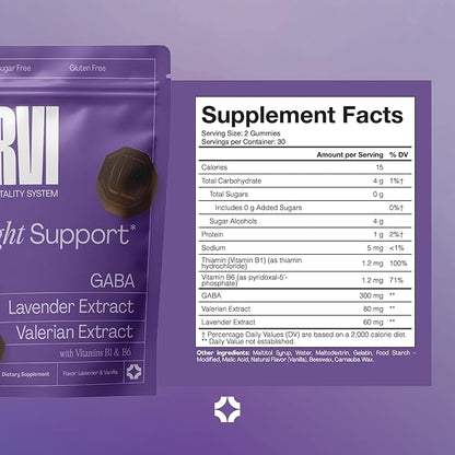 URVI® GABA Gummies 5-in1 – Sleep Aid with GABA, Valerian Root, Lavender, Vitamin B1 & B6 – Calm Gummies for Stress Relief and Sleeping – No Melatonin – Sugar Free – Herbal Lavender Flavor – 60 pcs