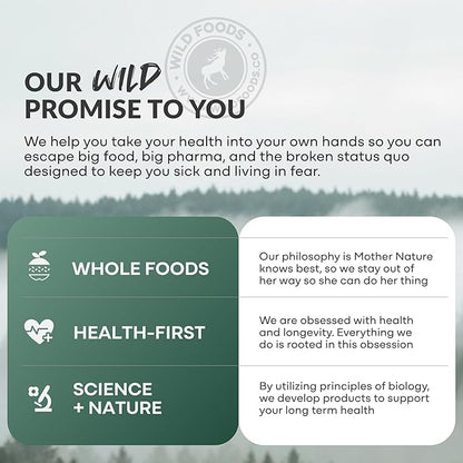 Wild Foods 3 in 1 Magnesium Glycinate L Theanine for Calm Sleep & Muscle Relaxation - Glycinate, Malate, Taurate - 100% Natural Magnesium Complex for Women and Men - 60 Capsules