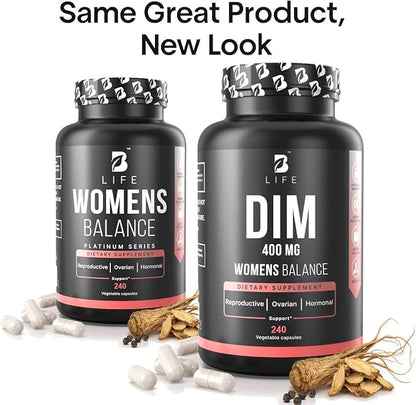 DIM Supplement 400 mg with Myo & D-Chiro Inositol, Dong Quai – Hormone Balance for Women – Fertility Supplements – Inositol Supplement - 240 Caps