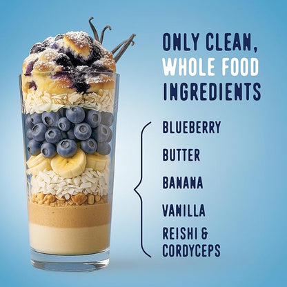 FlavCity All in One Protein Shake Powder, Blueberry Muffin - On the Go Meal Alternative + Collagen Peptides, Reishi & Cordyceps - Focus, Skin, Hair & Joint Support - 100% Grass Fed Whey, 20 Servings