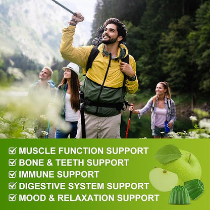 Calcium Citrate 1200mg Supplement with Vitamin D3 Gummies for Women & Men - Chewable Calcium Magnesium Zinc D3 K2 Supplement for Bone & Teeth Support, Vegan, Apple Flavor - 60 Gummies (2Pack)