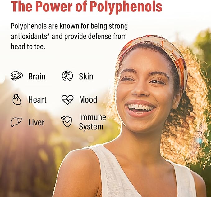 67,500 MG Polyphenols Supplement - Powerful Antioxidants & Polyphenol for Age Defense, Polyphenol Superfood, Quercetin, Resveratrol, Plant-Based & Energy, Immune Support, 90 Capsules