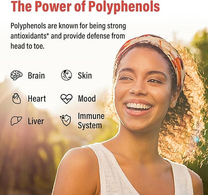 67,500 MG Polyphenols Supplement - Powerful Antioxidants & Polyphenol for Age Defense, Polyphenol Superfood, Quercetin, Resveratrol, Plant-Based & Energy, Immune Support, 90 Capsules