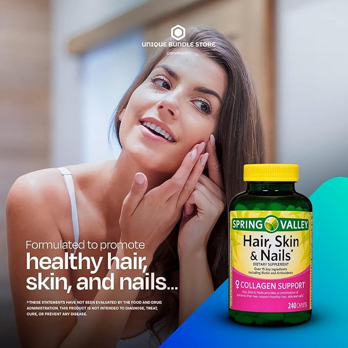 Unique Bundle Store Hair Skin Nails Vitamins 240 Caplets – Hair, Skin and Nails Supplement with Biotin, Collagen, Antioxidants – Hair and Nail Vitamins for Women – 80 Day Supply (Pack of 1)