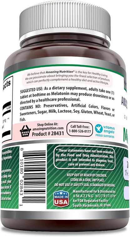 Amazing Formulas Melatonin Supplement | 20 Mg Per Serving | Tablets | Non-GMO | Gluten-Free | Made in USA (1 Pack, 60 Count)