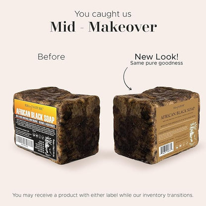 era of nature Best Raw ORGANIC AFRICAN BLACK SOAP, for Dry Skin and Skin Conditions. Pure & Natural Ingredients, Imported From Ghana - 1lb (16oz)
