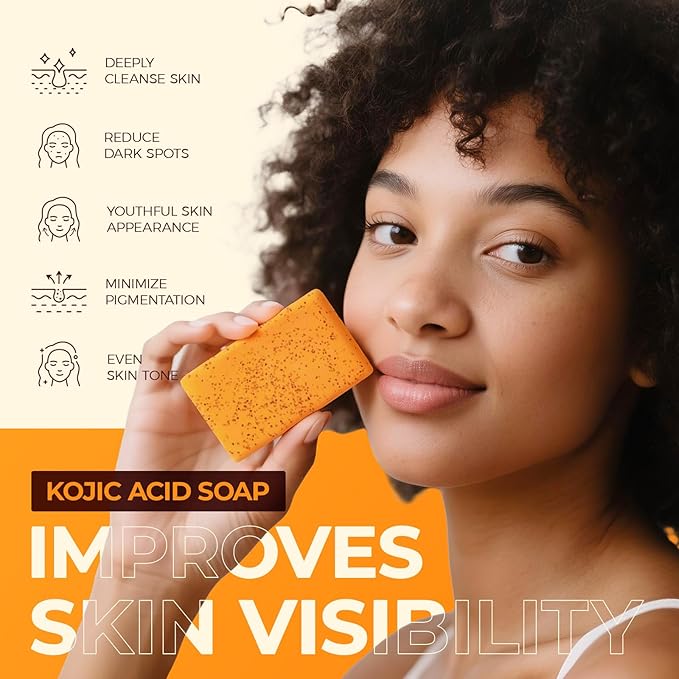 Inlifay Turmeric Kojic Acid Soap: Dark Spot Soap for Face Body - Home Travel Use Skin Cleansing for Women (80g)