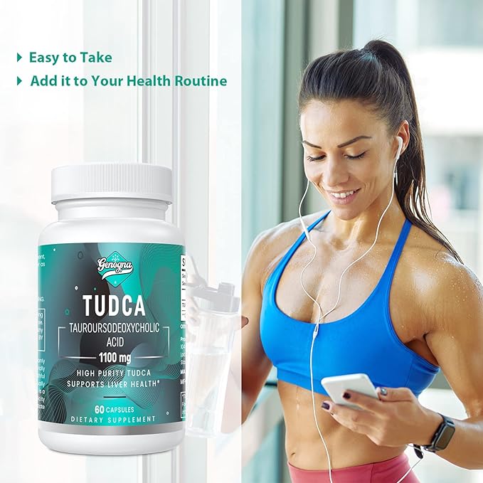 TUDCA 1100mg-Liver Support Supplement for Detox Cleanse, Water-Soluble Bile Salts with Strong Bitter Taste, 60 Vegan Capsules,Non-GMO,Gluten-Free
