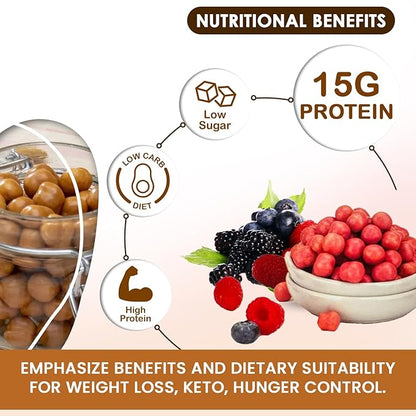 ProtiWise High Protein Soy Snacks | Berry Coated | | 15g Protein, Low Sugar, Low-Carb Snack for Hunger Control & Energy Boost | Gluten Free, KETO Friendly | 7/Box