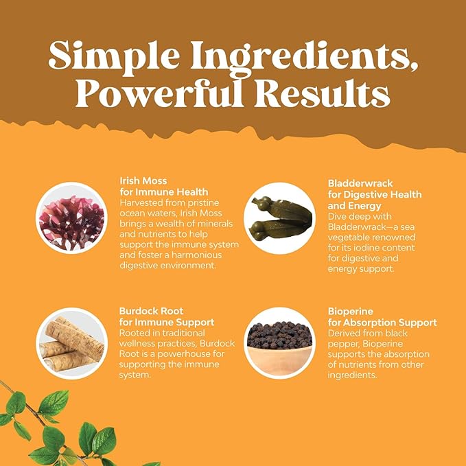 Natures Craft Irish Sea Moss Capsules - Sea Moss Pills with 2100mg Serving Superfood Complex with Bladderwrack Burdock Root and BioPerine for Immune Skin & Thyroid Support - Vegan Non-GMO - 90 Count