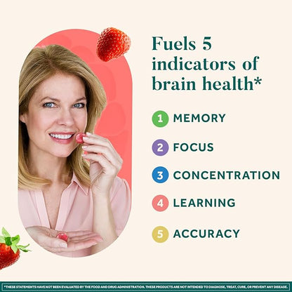 NEURIVA Original Brain Supplement for Memory, Focus & Concentration with Clinically Tested Nootropics Phosphatidylserine and Neurofactor, Strawberry Flavor, 50 Gummies (2 Pack)