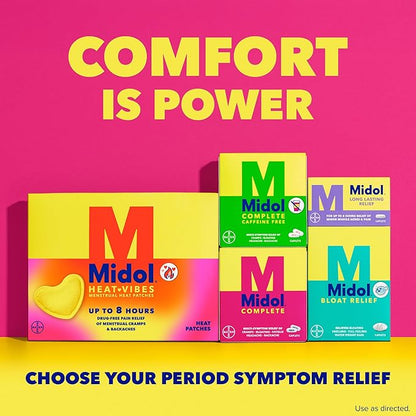 Midol Complete Menstrual Pain Relief Caplets, 40 Count - Provides Cramp, Headache, and Bloating Relief
